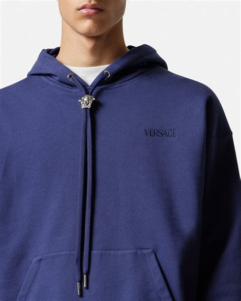 versace hoodie blue|versace patch embroidery hoodie.